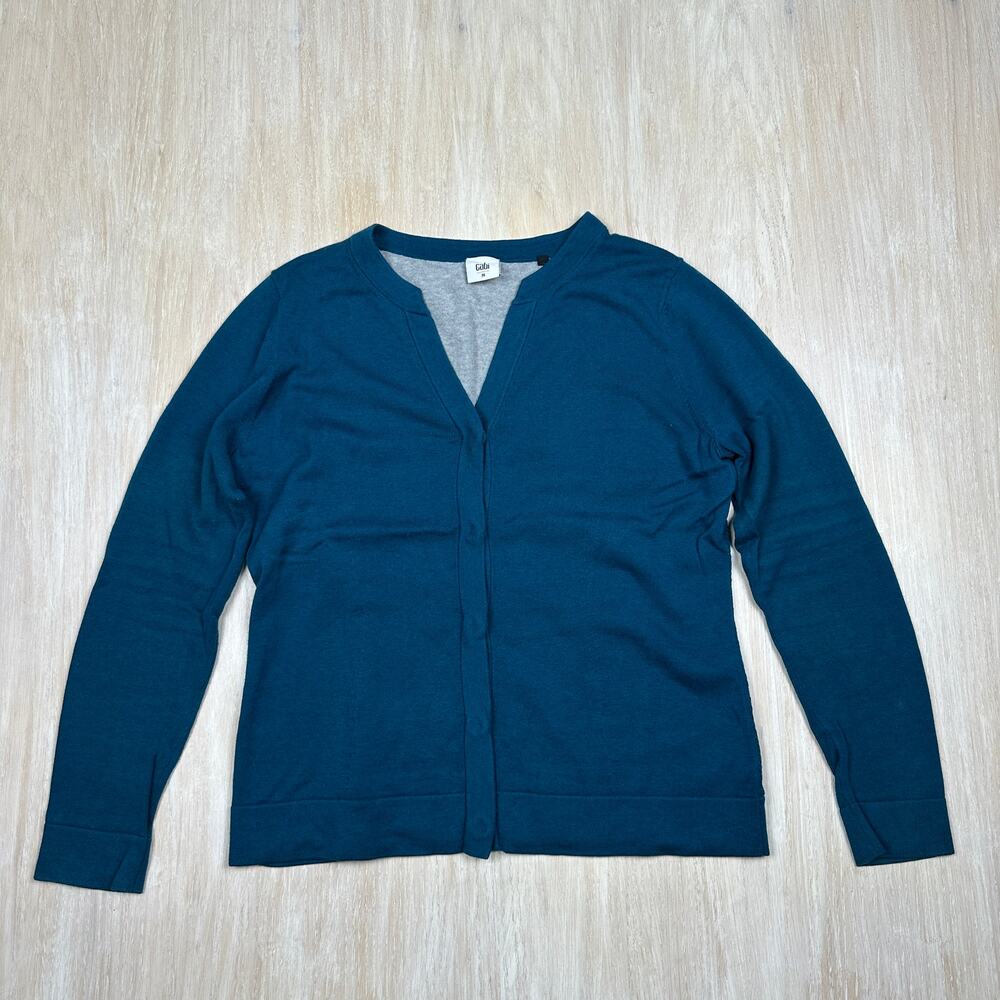 Cabi Teal Ever Knit V-Neck Front Snap Casual Cardigan Sweater Style #3368 Medium